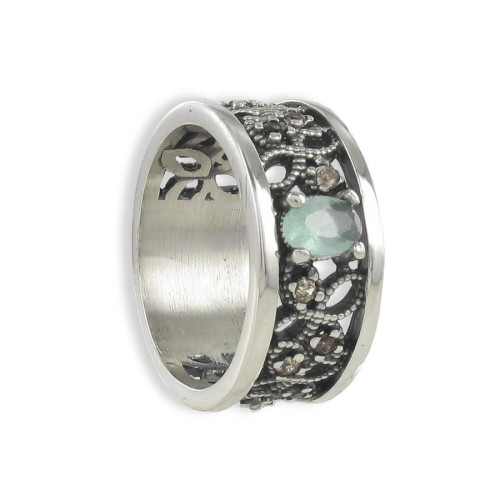 ANILLO PLATA CALADO FLORES
