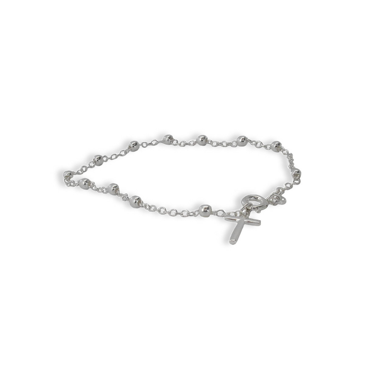 ROSARIO DE PULSERA PLATA CON BOLITAS