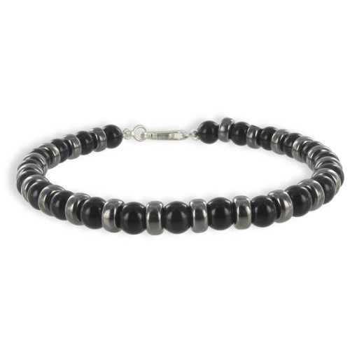 PULSERA BOLAS AGATA NEGRA 6 MM