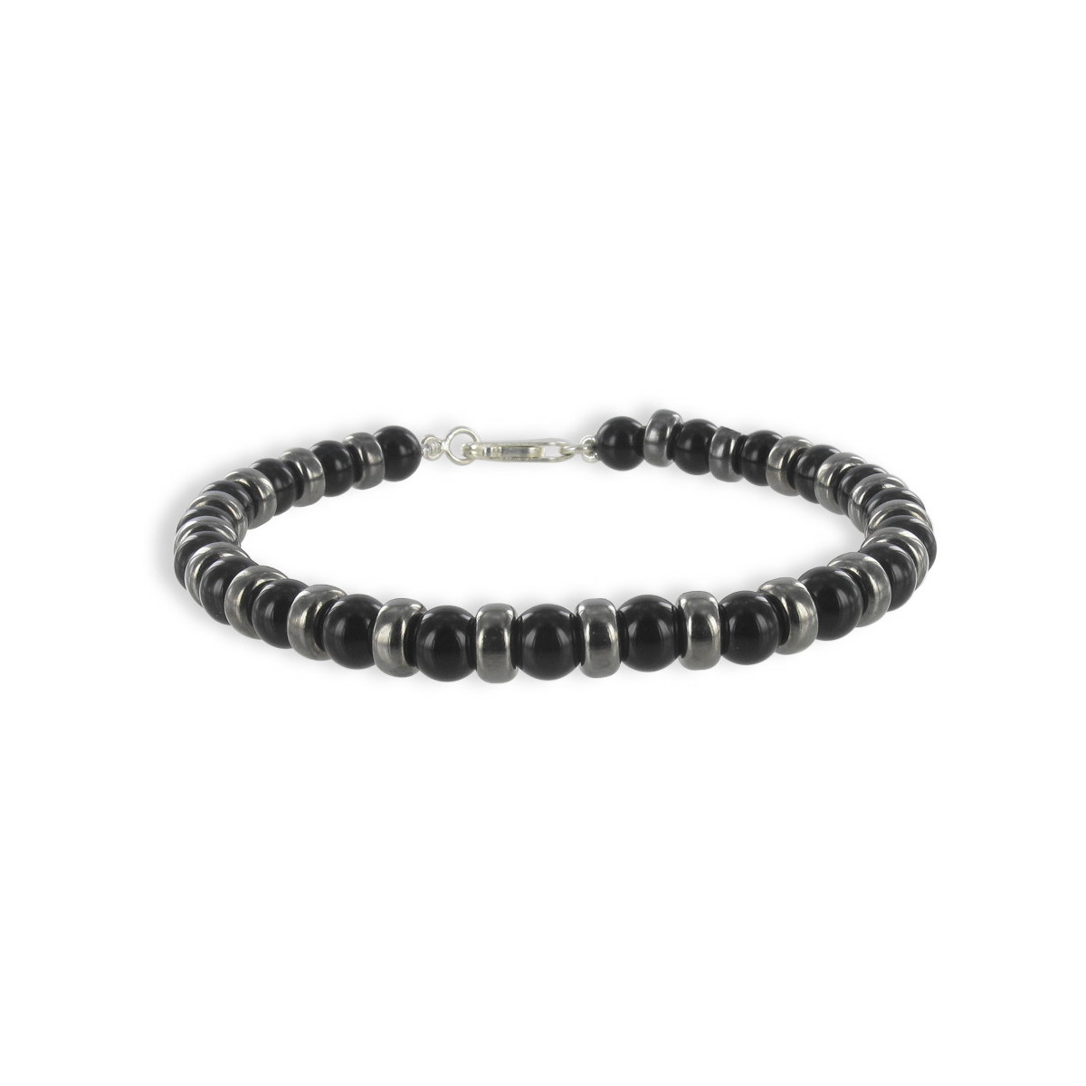 PULSERA BOLAS AGATA NEGRA 6 MM
