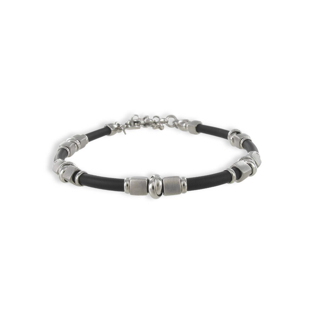 PULSERA CAUCHO Y PLATA