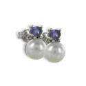 PENDIENTES PLATA CON PERLA Y IOLITA