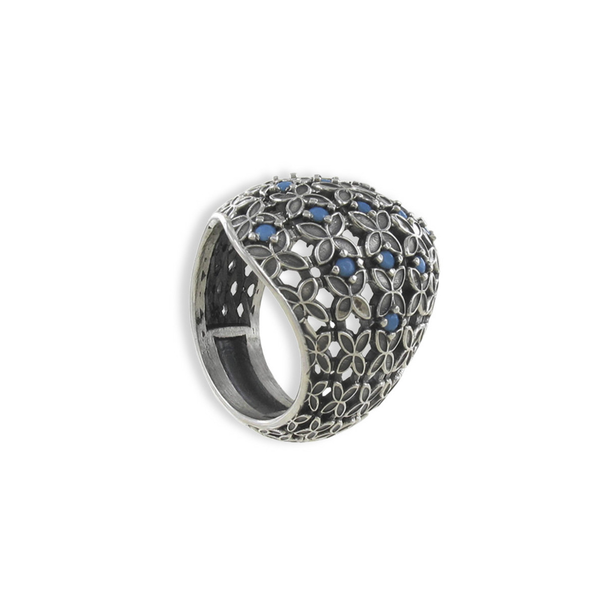 ANILLO PLATA VOLUMEN CON TURQUESAS