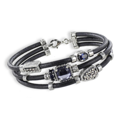 PULSERA 3 CUEROS CON PIEDRAS NATURALES