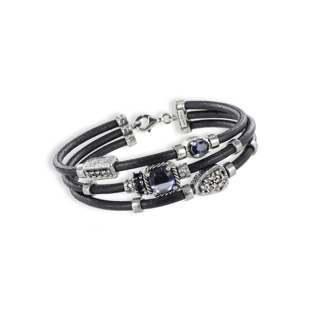 PULSERA 3 CUEROS CON PIEDRAS NATURALES
