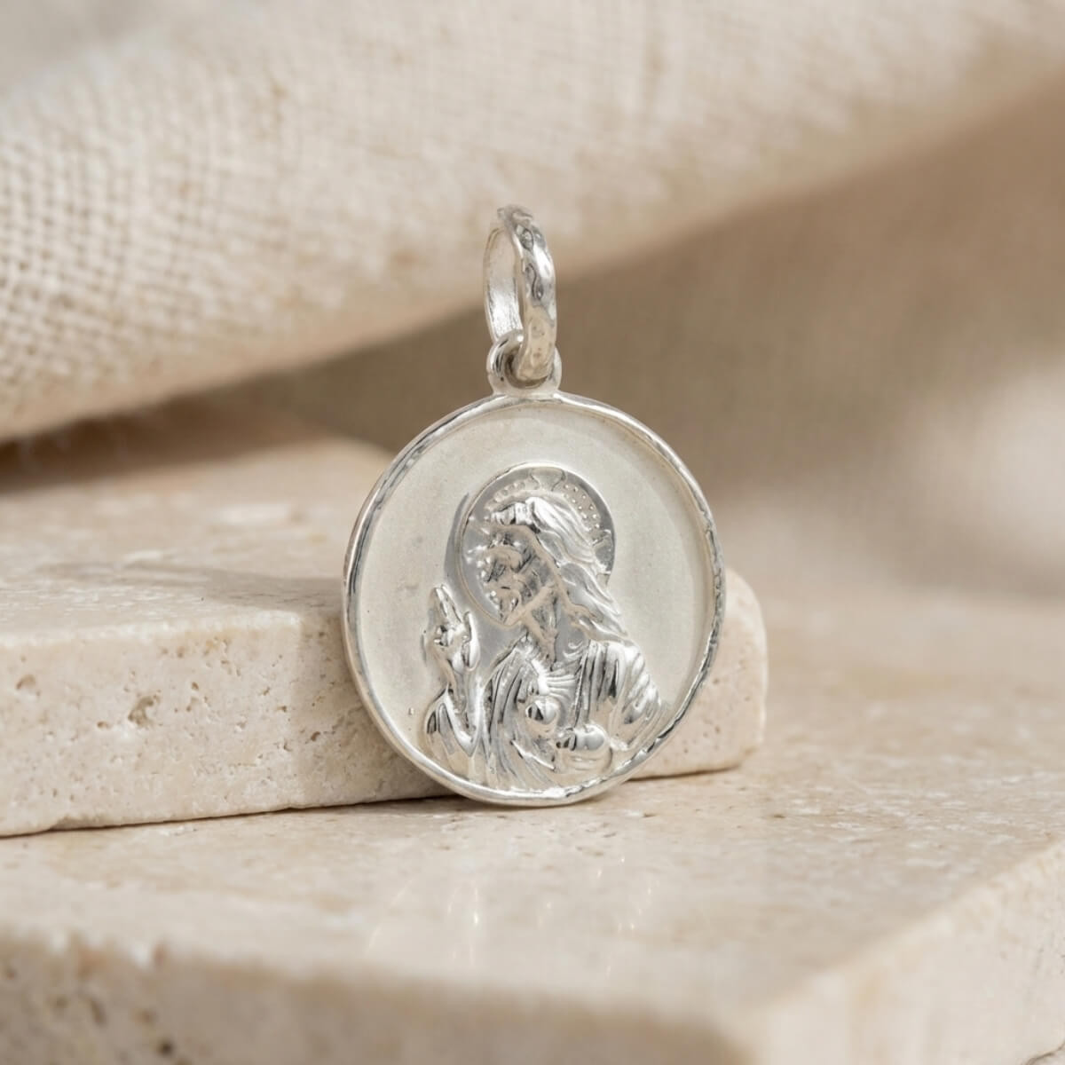 MEDALLA SAGRADO CORAZÓN PLATA 925 20MM