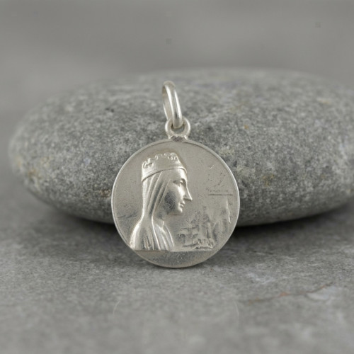 MEDALLA VIRGEN DE MONTSERRAT PLATA 925 18MM