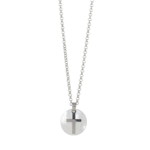 CADENA PLATA CON MEDALLA NÁCAR CRUZ