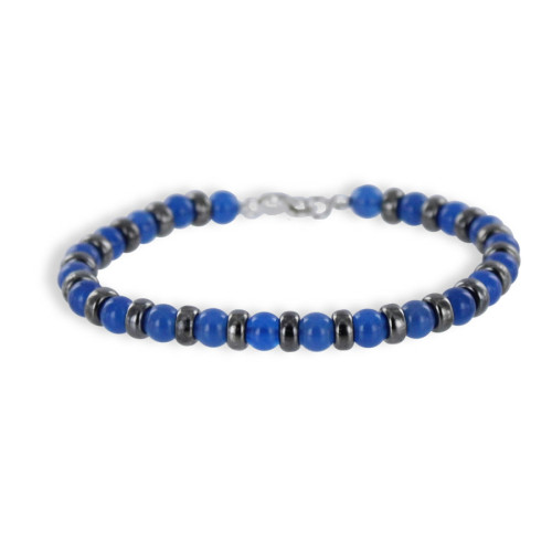 PULSERA BOLAS AGATA AZUL