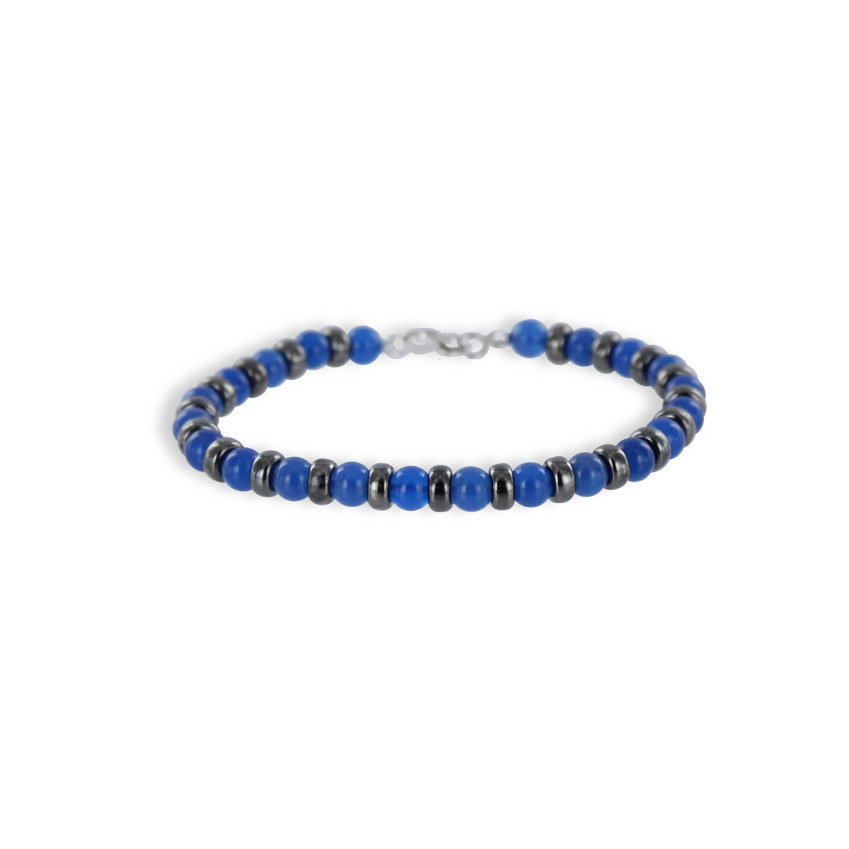PULSERA BOLAS AGATA AZUL