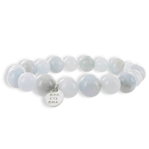 PULSERA BOLAS AGUAMARINA 10 MM