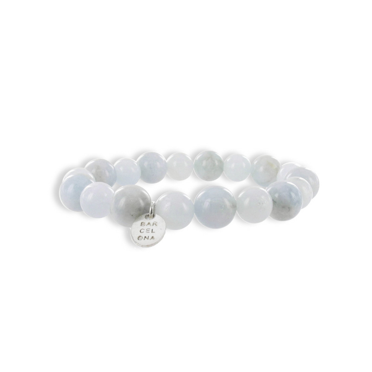 PULSERA BOLAS AGUAMARINA 10 MM